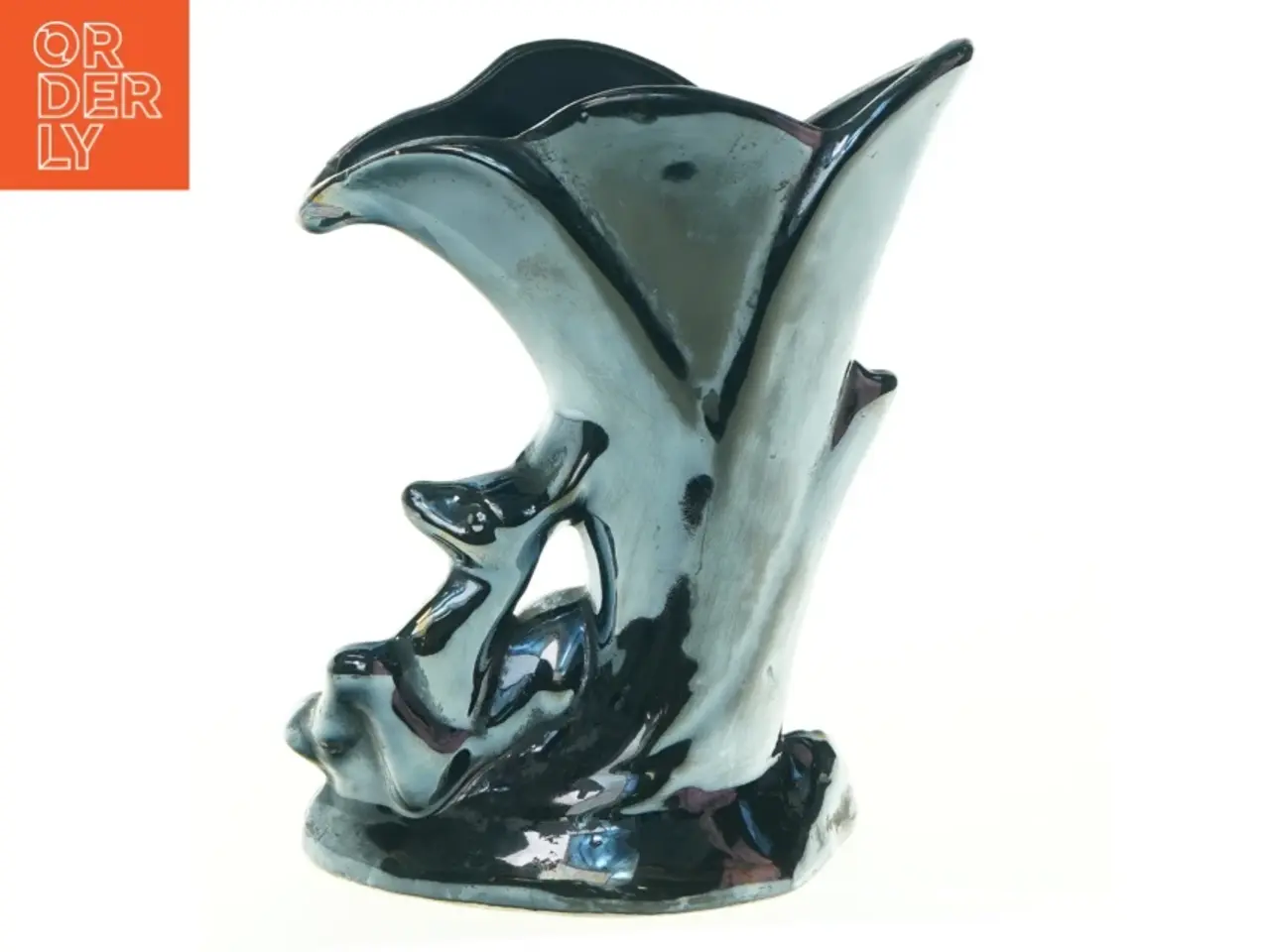 Billede 1 - Italiensk Keramik Vase med Hjorte figur (str. 21 cm)