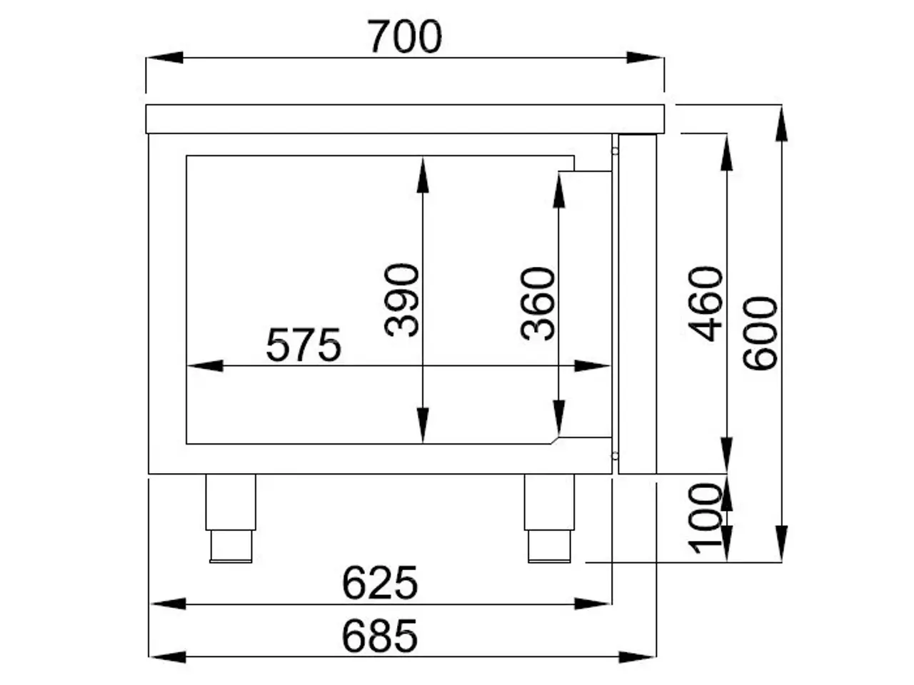 Billede 2 - Lavt kølebord med 2 døre – B1200 x D700 x H600 mm