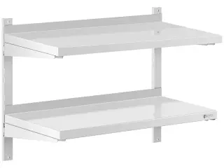 Væghylde i rustfrit stål – dobbeltmodel – 80x40cm