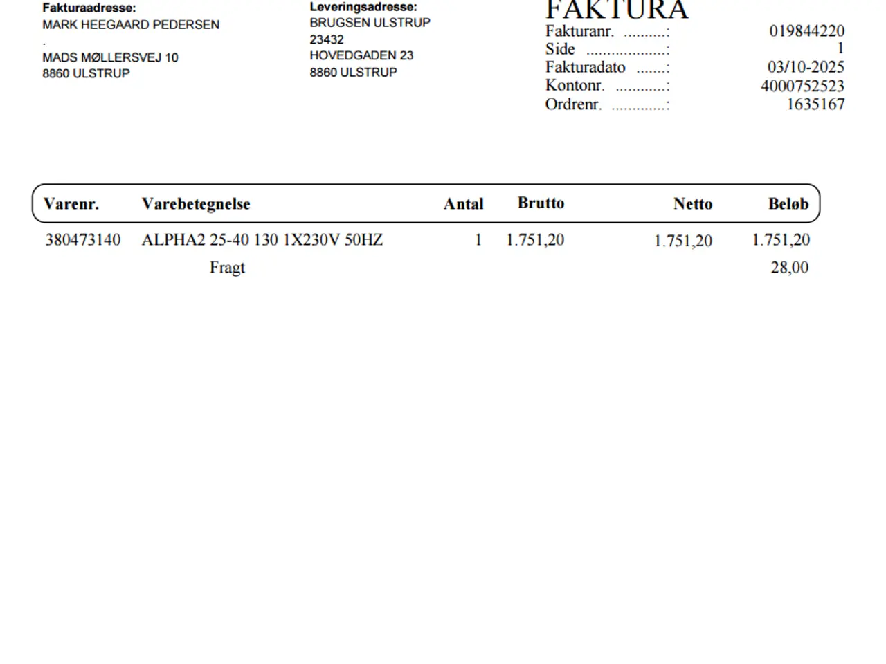 Billede 4 - Grundfos ALPHA2 25-40 130