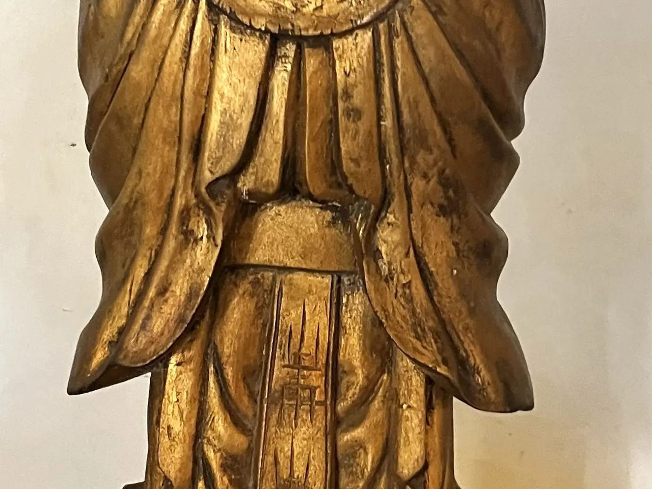 Billede 1 - Kinesisk gl. forgyldt fræfigur "Konfucius" 62 cm.