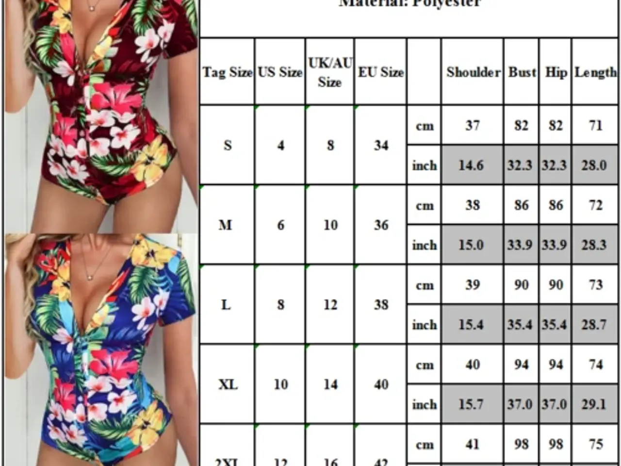 Billede 3 - Dragt/Playsuit med blomster/Størrelse 2XL = M/L.