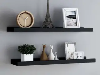 Gallerihylder 2 stk. - 80×9×3 cm U-form i MDF, sort