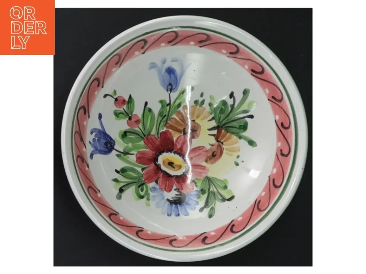 Billede 3 - Dekorativ skål med blomstermotiv (str. Ø 13 cm)