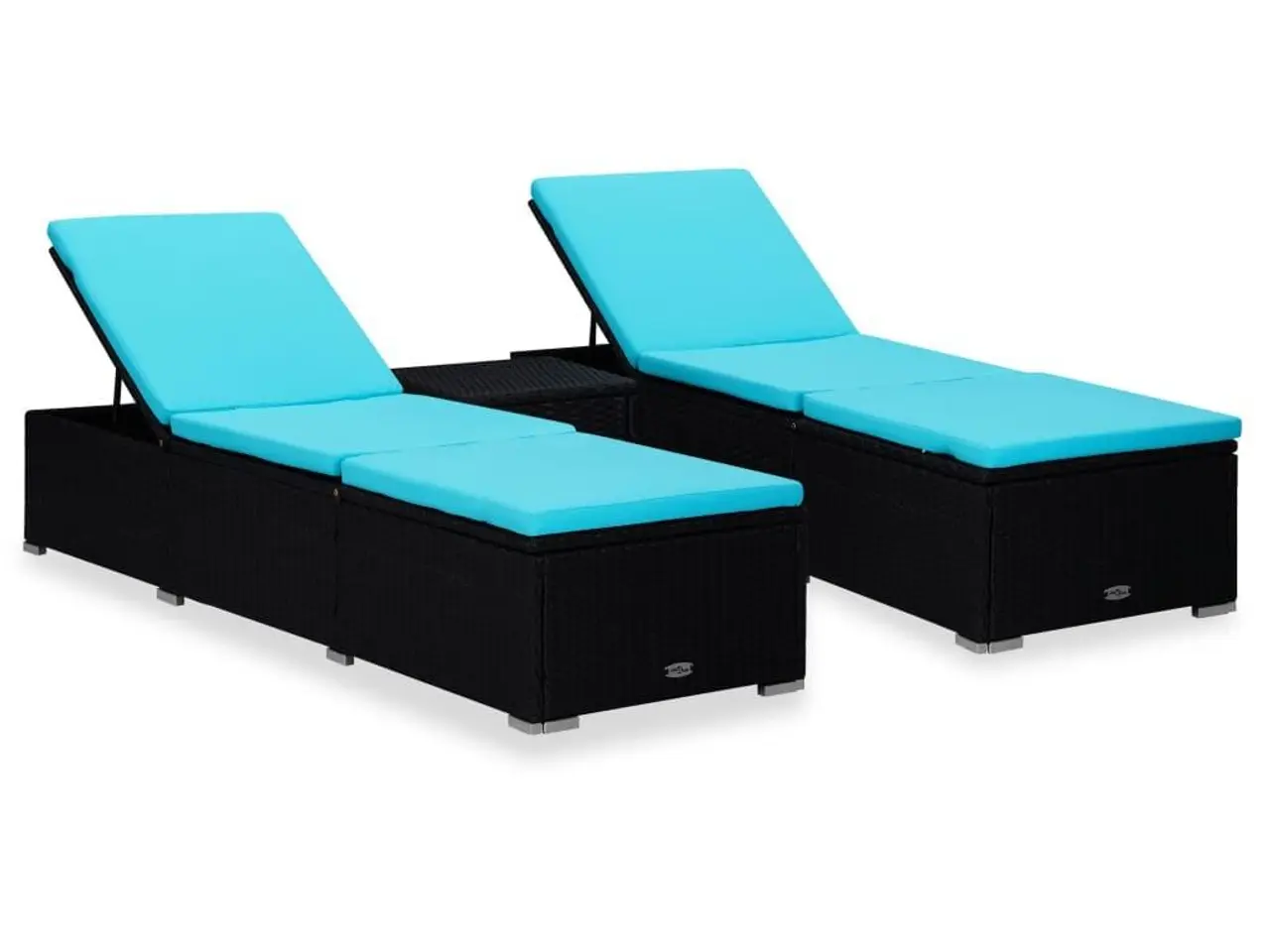 Billede 1 - Liggestole med tebord 3 dele polyrattan sort