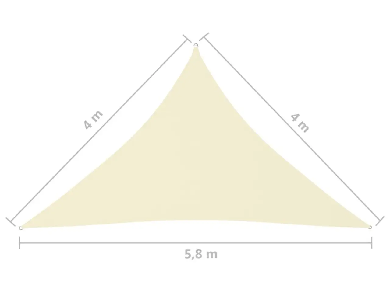 Billede 6 - Solsejl trekantet 4 x 4 x 5,8 m - cremefarvet