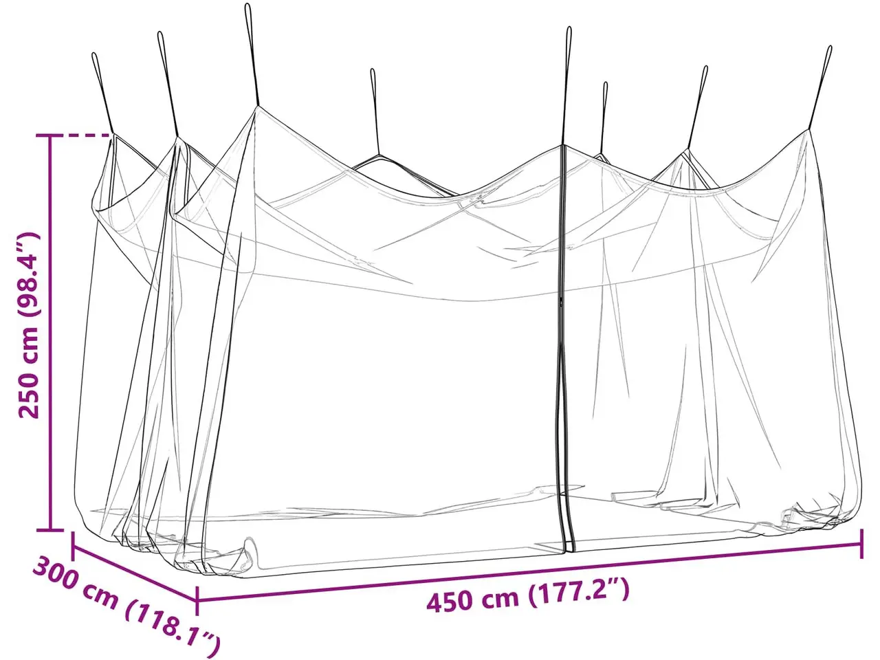 Billede 8 - Have myggenet 156 mesh - sort polyester 3 × 4,5 × 2,5 m