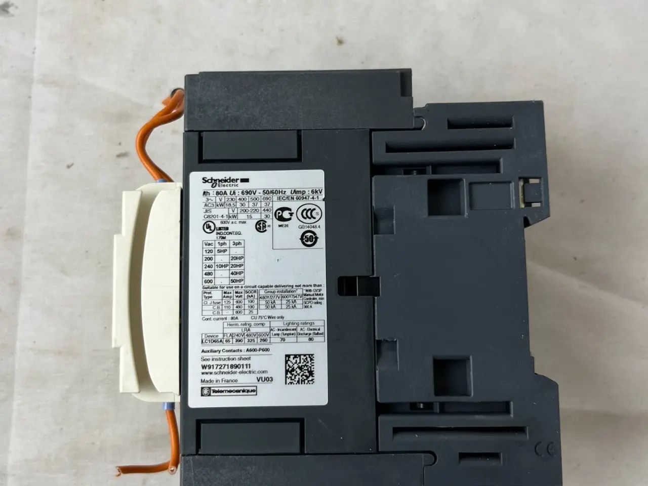 Billede 8 - Schneider LC1D65A TeSys kontaktor 80A 24V DC Coil