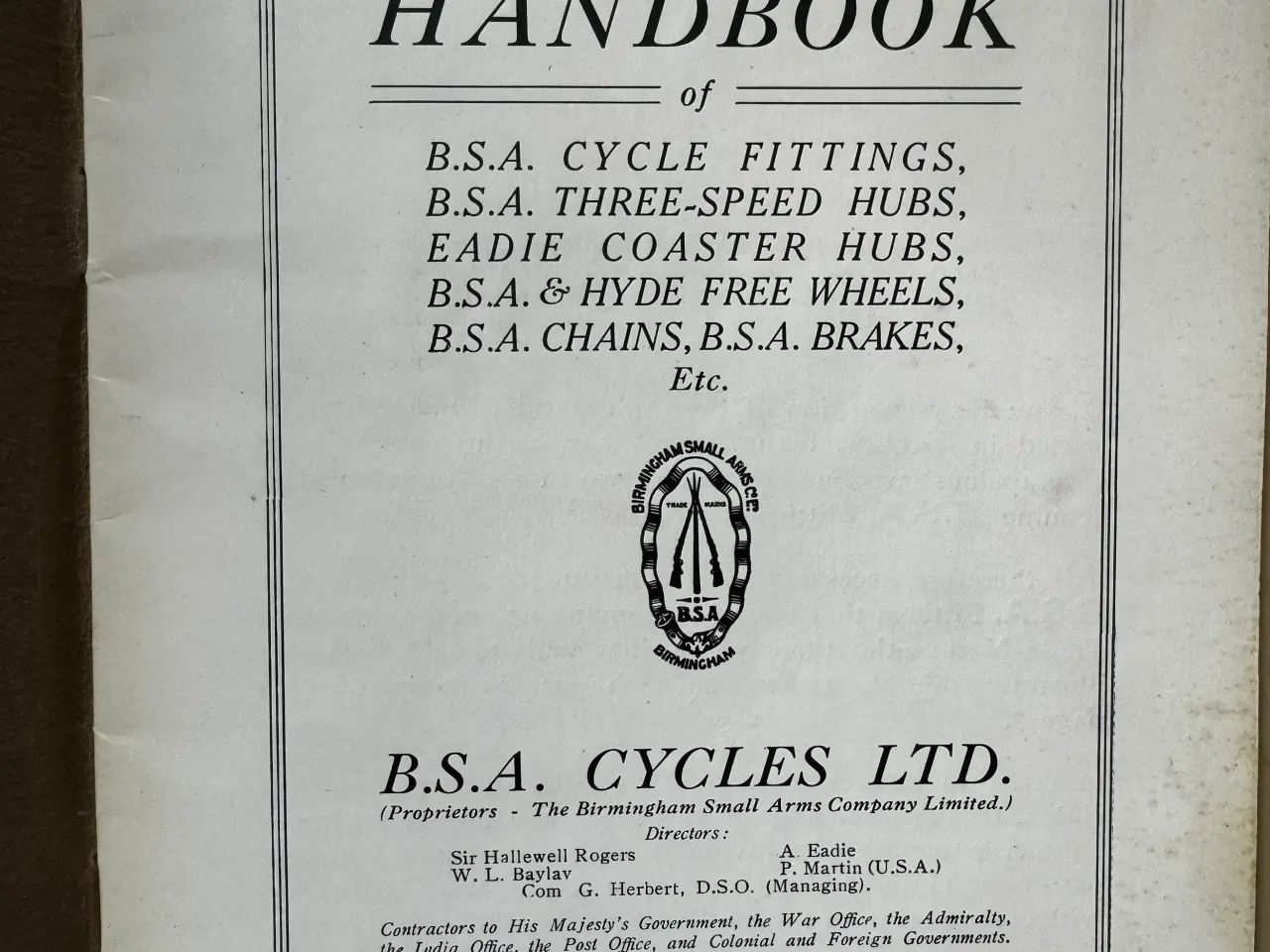 Billede 4 - 1926 - B*S*A CYCLE FITTINGS HANDBOOK