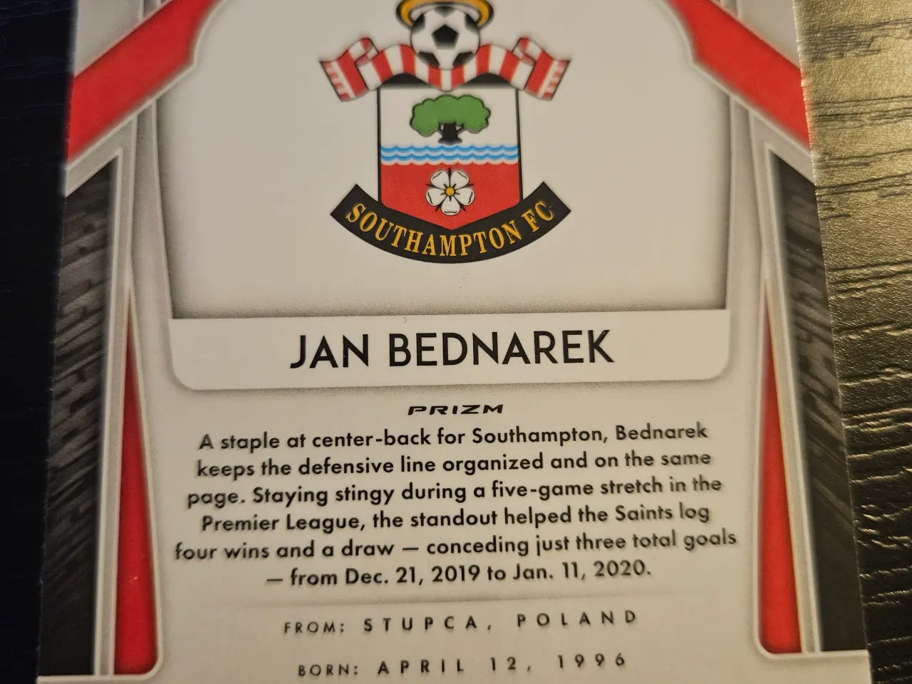 Billede 2 - Jan Bednarek Prizm Multi Color Fodboldkort