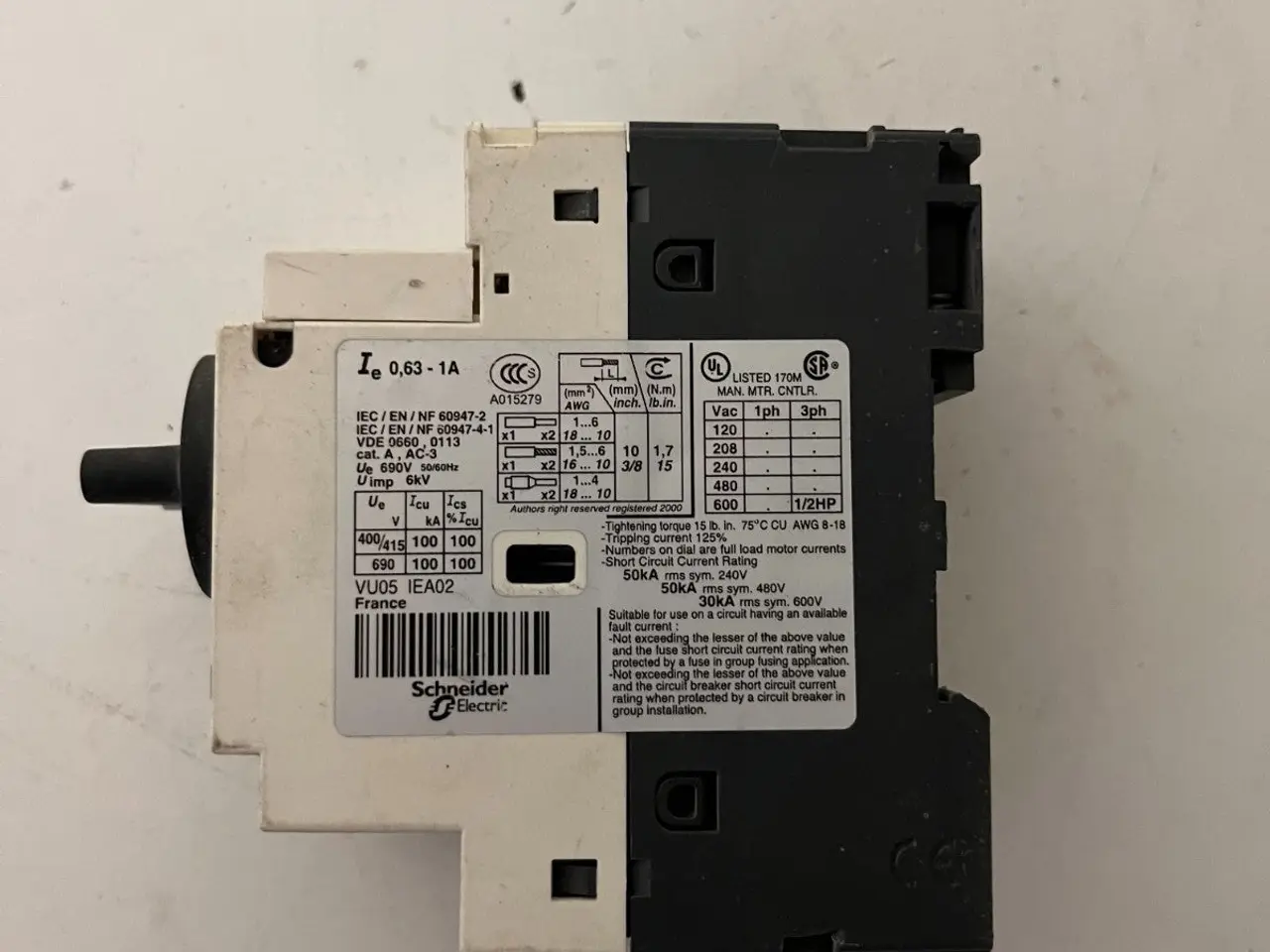 Billede 4 - Schneider Telemecanique GV2P05 0.63–1A Motor med