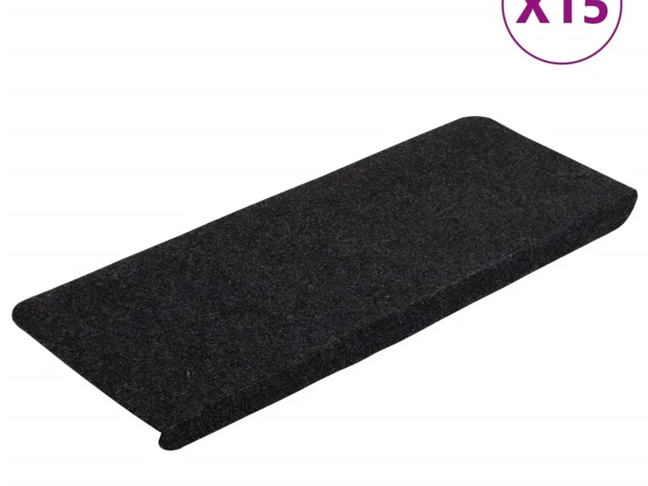 Billede 2 - Selvklæbende trappemåtter - 15 stk., 65 × 24,5 × 3,5 cm, sort