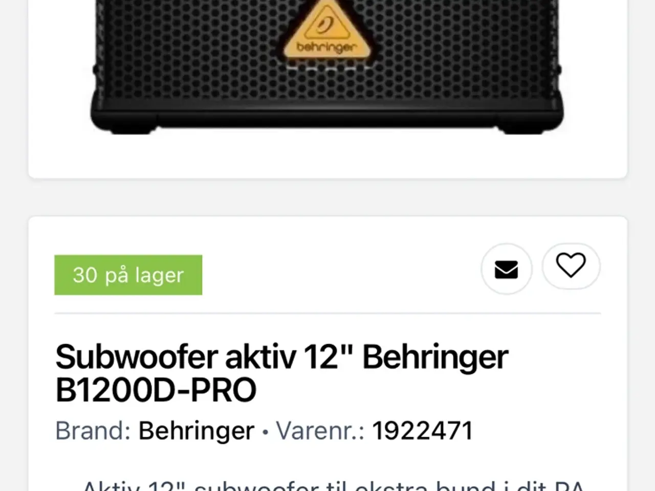 Billede 5 - Behringer Eurolive B1200D-pro
