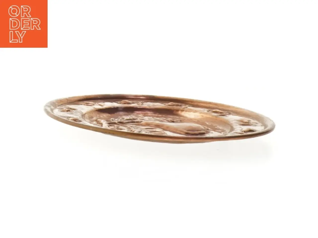 Billede 3 - Kobber platte med pære motiv (str. Ø 24x1 cm)