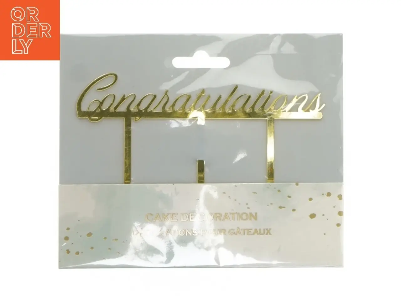 Billede 1 - Kagepynt med tekst 'Congratulations' (str. 16x13 cm)