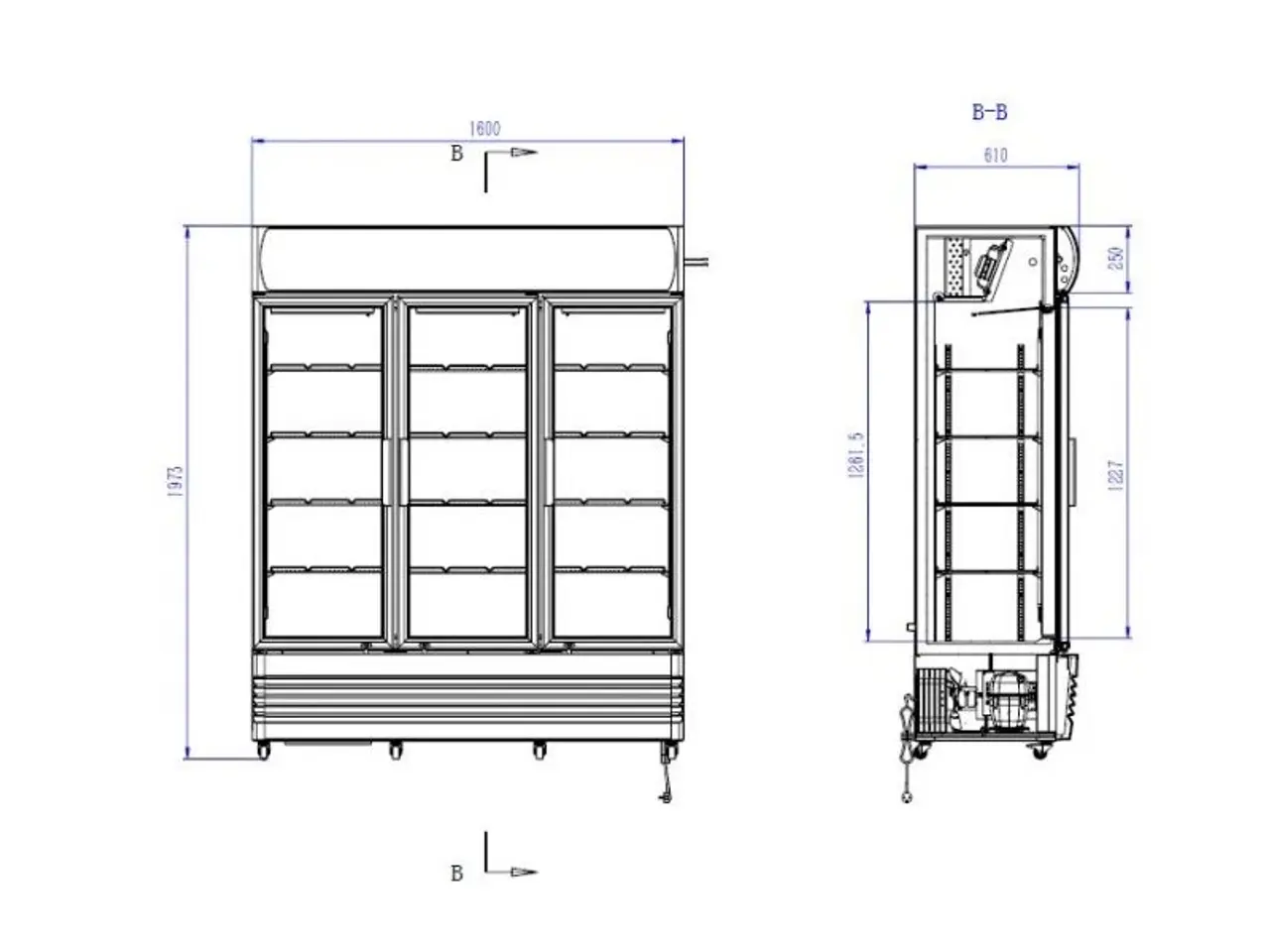 Billede 2 - Combisteel display køleskab – 1600x610x1973 mm