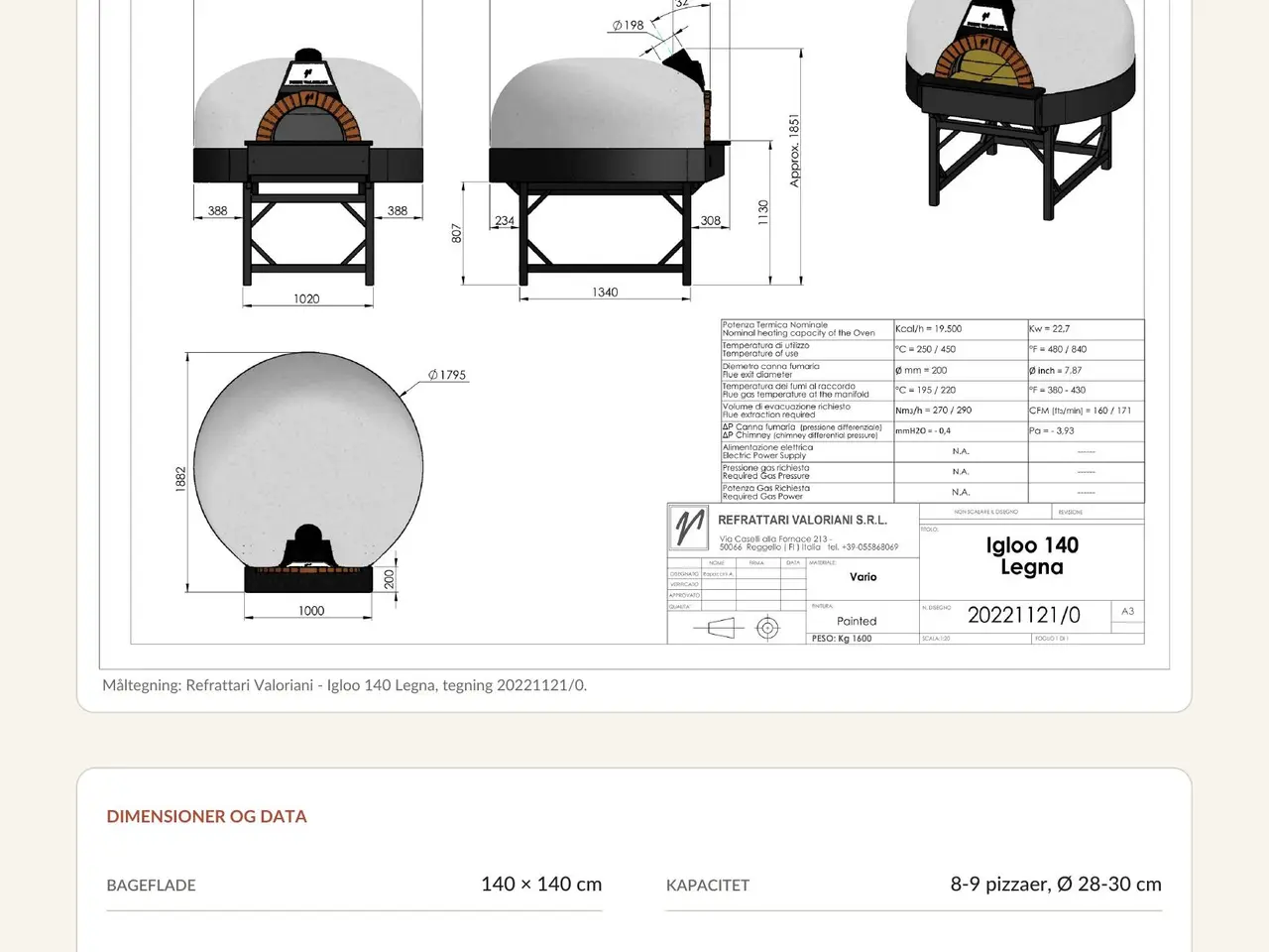 Billede 1 - Pizzaovn, brændefyret med plads til ni pizzaer