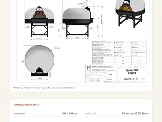 Pizzaovn, brændefyret med plads til ni pizzaer