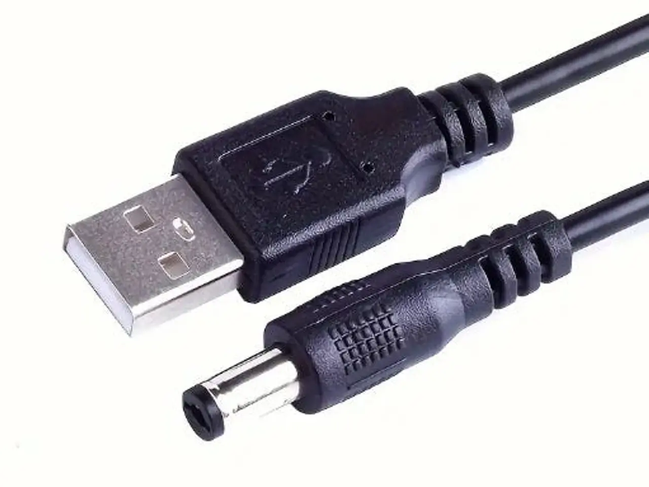 Billede 1 - USB kabel med strømstik 1m (5,5x2,5mm), sort