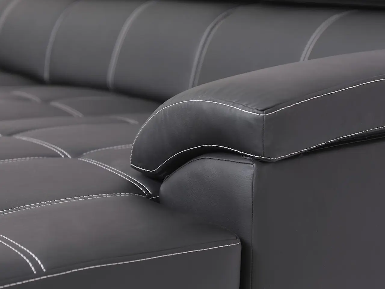 Billede 3 - Stitch sovesofa med chaiselong, højrevendt - sort PU læder og sengeudtræk