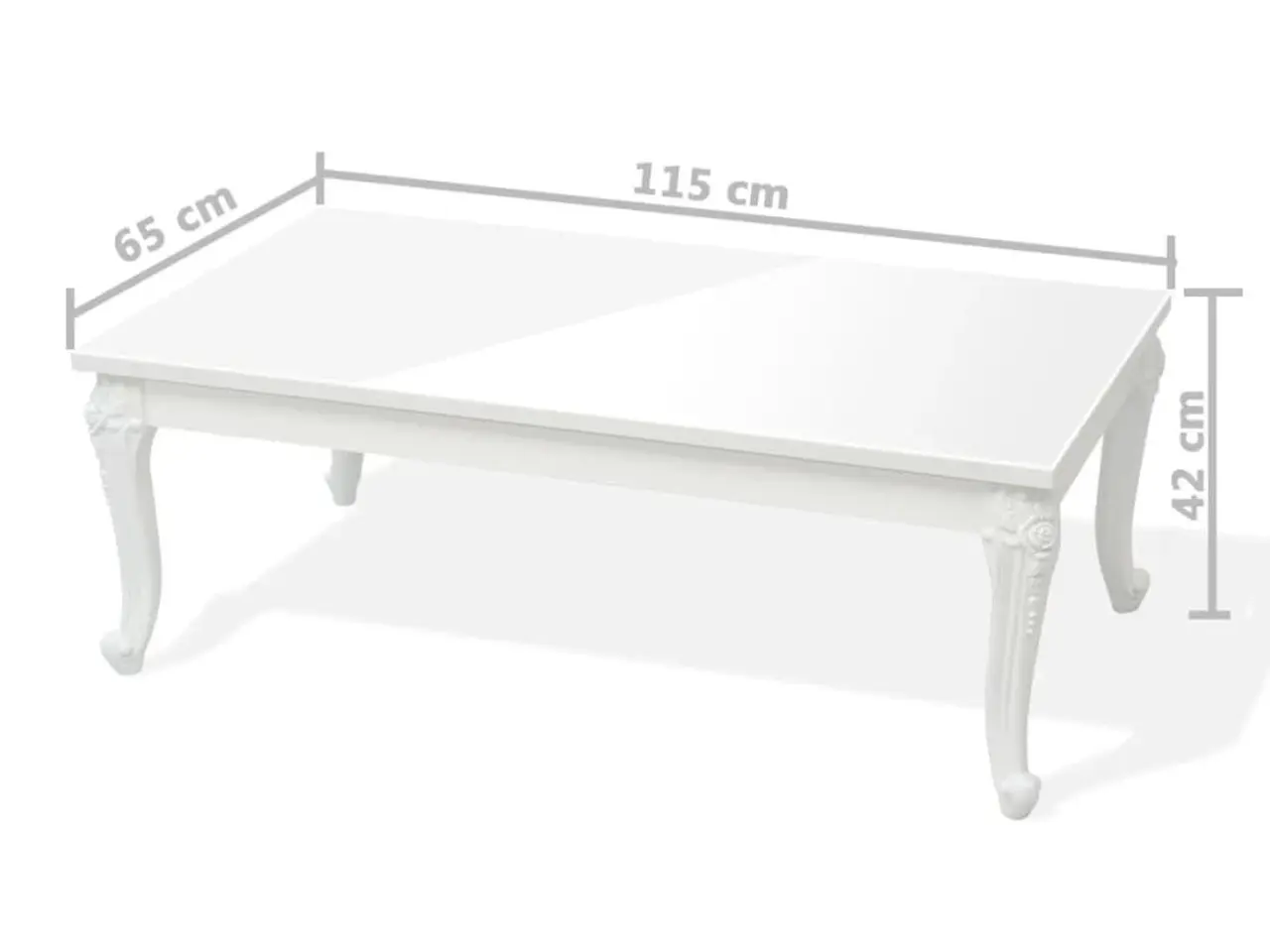Billede 5 - Sofabord i højglans - 115 × 65 × 42 cm, hvid