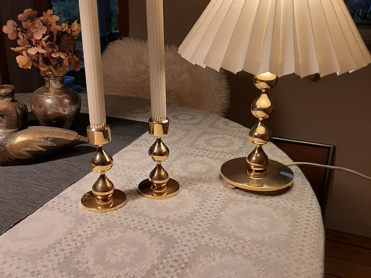 Billede 2 - Asmussen 4 dråbe bordlampe + lysestager
