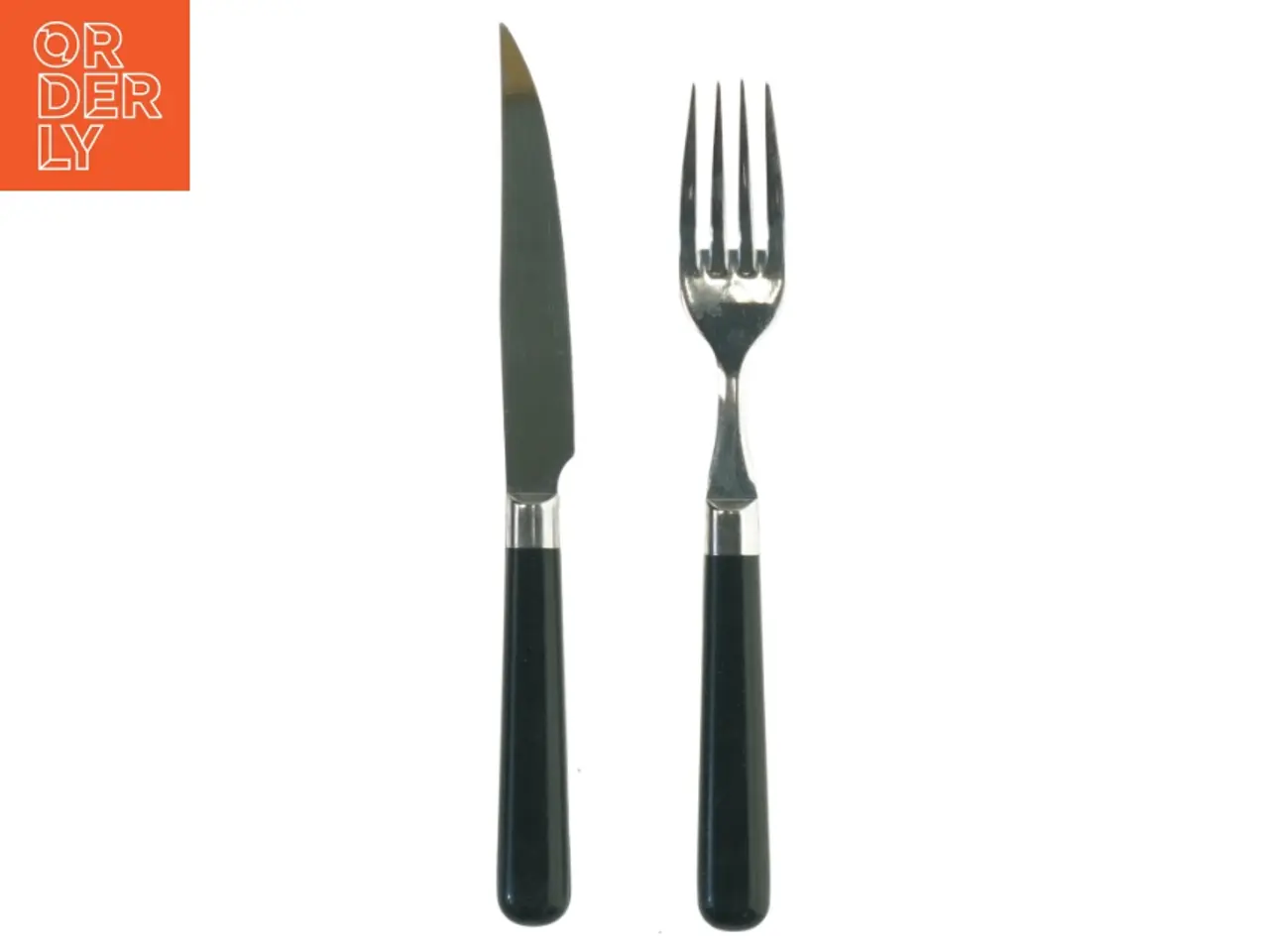 Billede 1 - Kniv og gaffel med sorte håndtag (str. 21 cm)