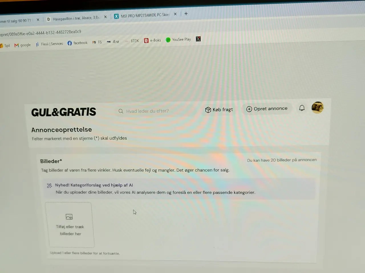 Billede 1 - Pc skærm med indbygget højtaler købes