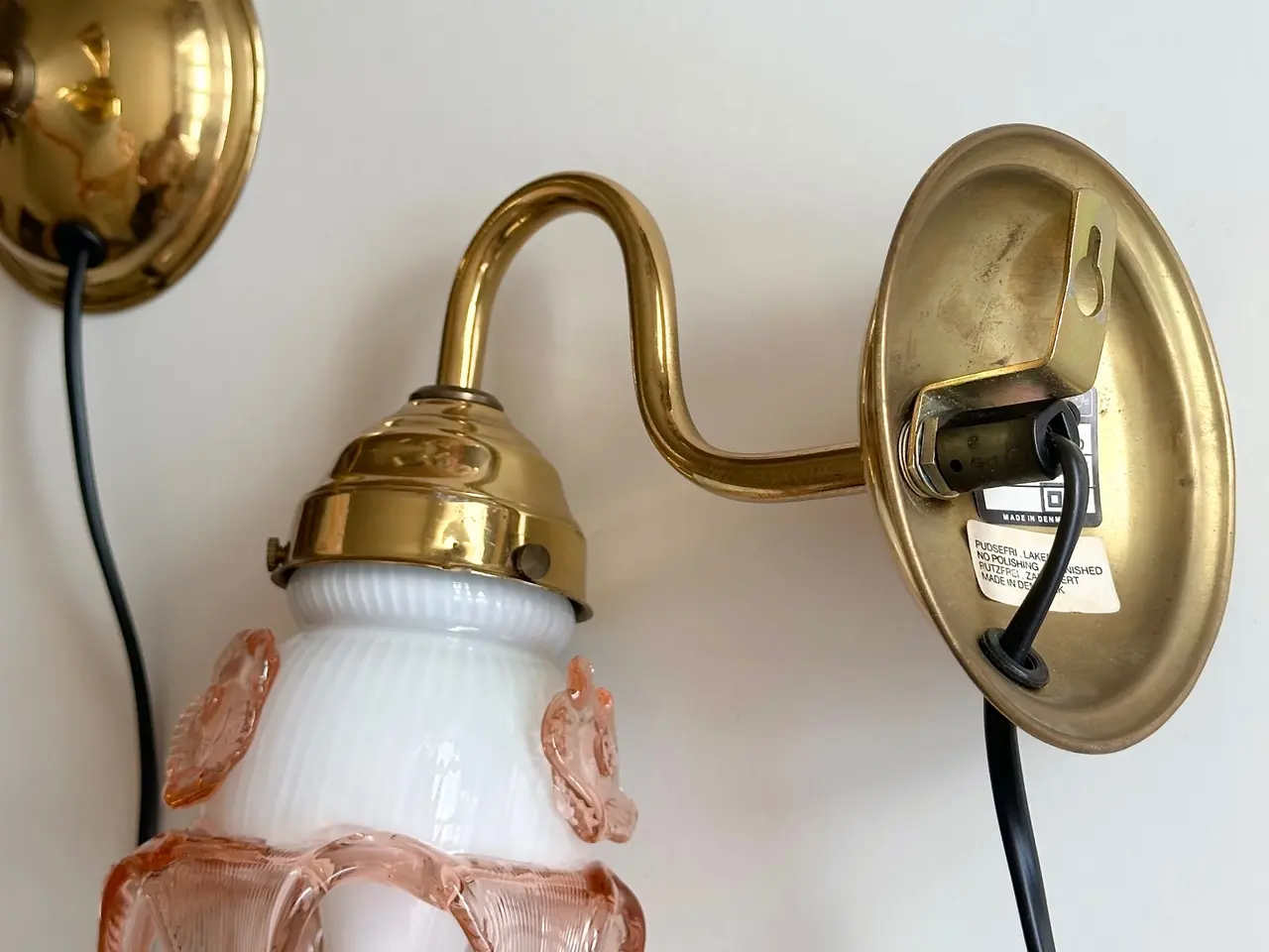 Billede 7 - Væglamper m rosa glas, 2 stk samlet