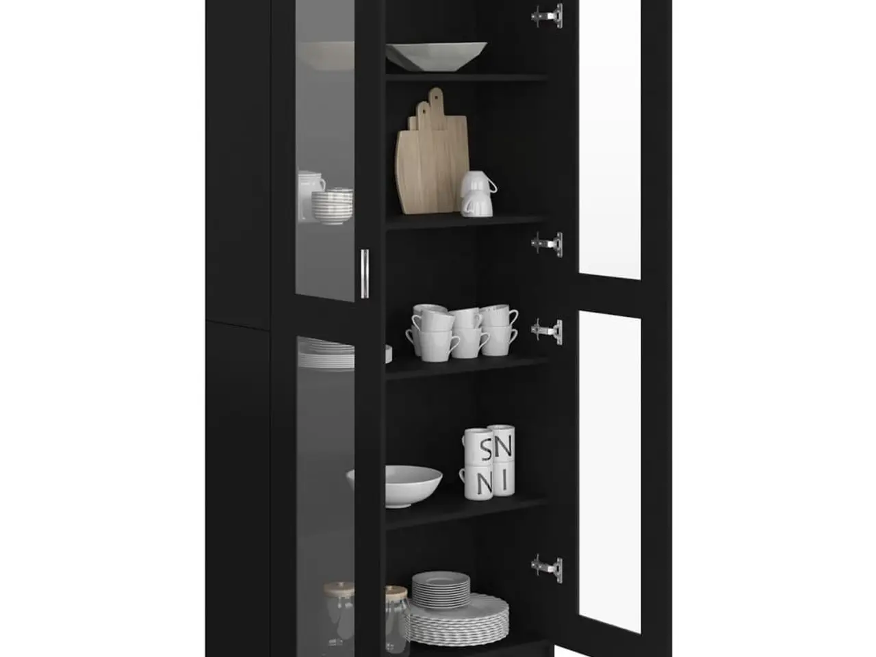 Billede 4 - Vitrineskab 82,5x30,5x185 cm konstrueret træ sort
