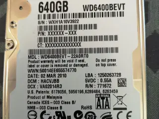 WD scorpio Blue 640gb 2,5"