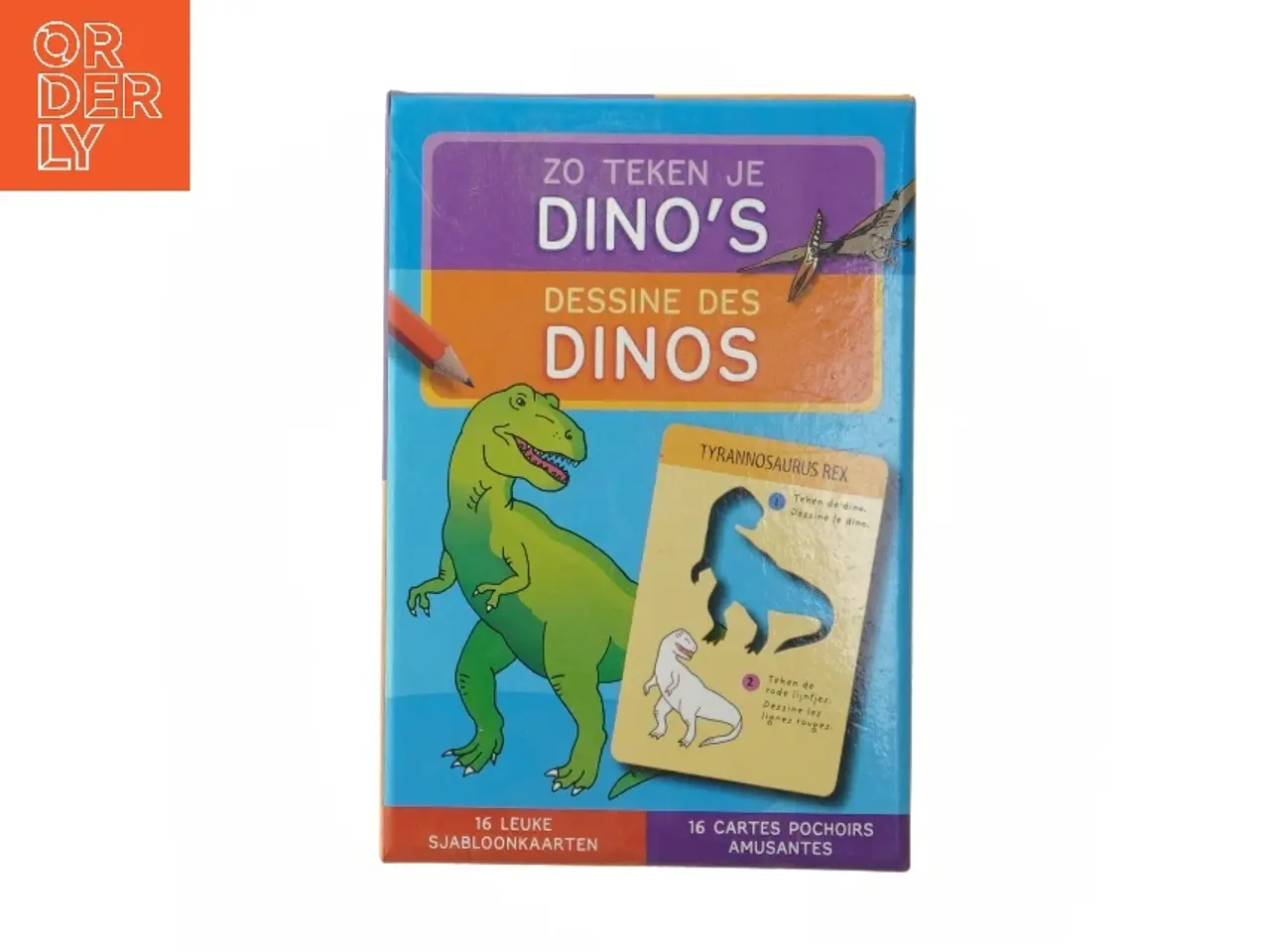 Billede 1 - Sjablonkort med dinosaurer fra Chantecler (str. 3,5x17x11,5 cm)