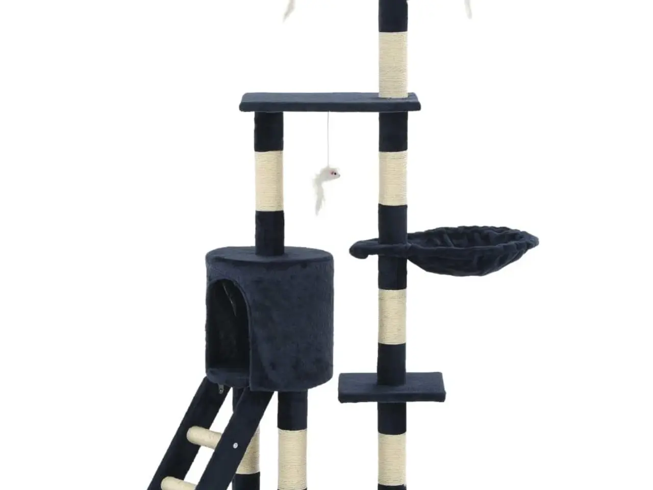 Billede 3 - Kradsetræ til katte 138 cm - mørkeblå med sisal-kradsestolper