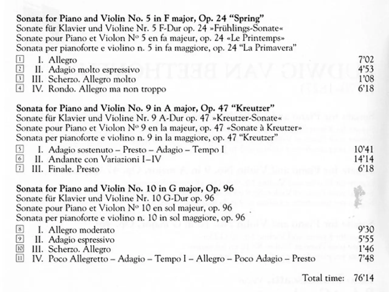 Billede 6 - Beethoven* - Zino… – Violin Sonatas No. 5… – CD