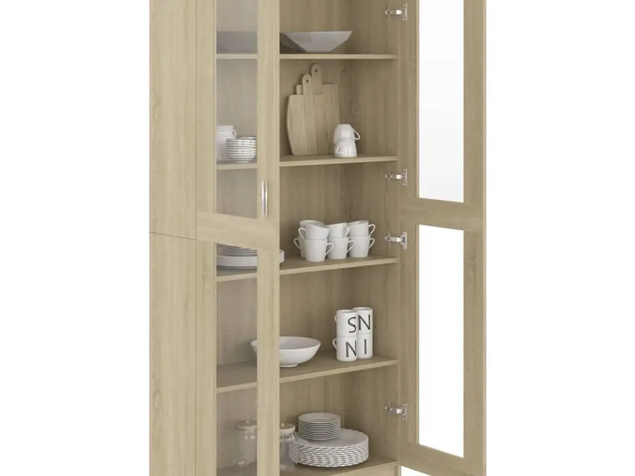 Billede 4 - Vitrineskab 82,5x30,5x185 cm konstrueret træ sonoma-eg