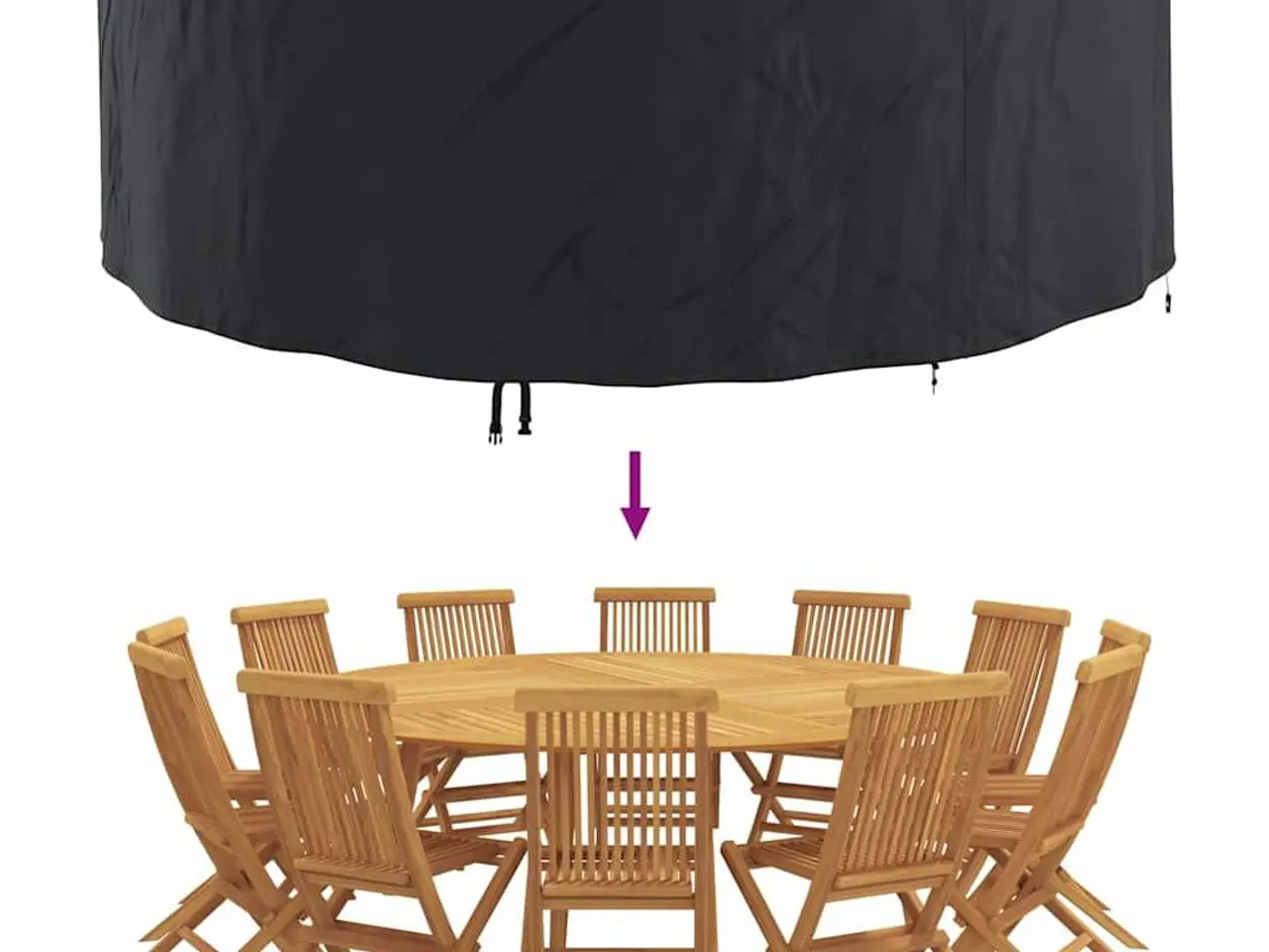 Billede 7 - Rundt møbelovertræk - sort 279 × 279 × 85 cm i 210D oxford