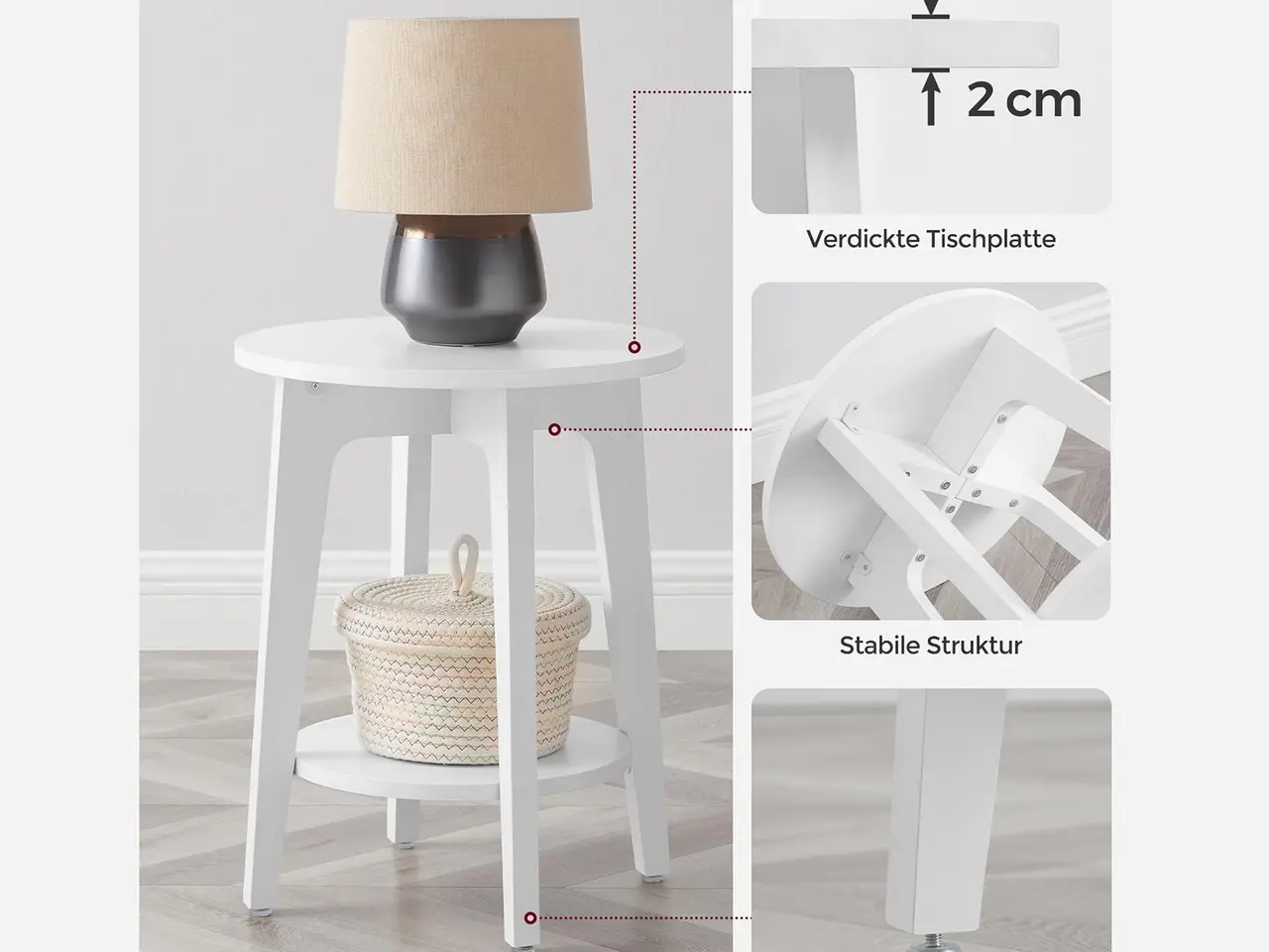 Billede 4 - Sidebord rund hvid 40 × 50 cm (LET283T14)