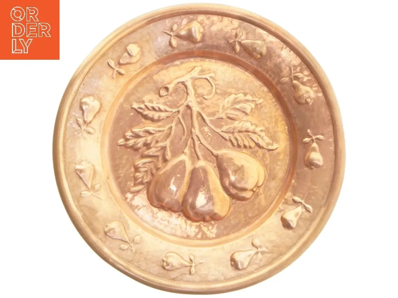 Billede 1 - Kobber platte pære-design (str. Ø 32x2,5 cm)
