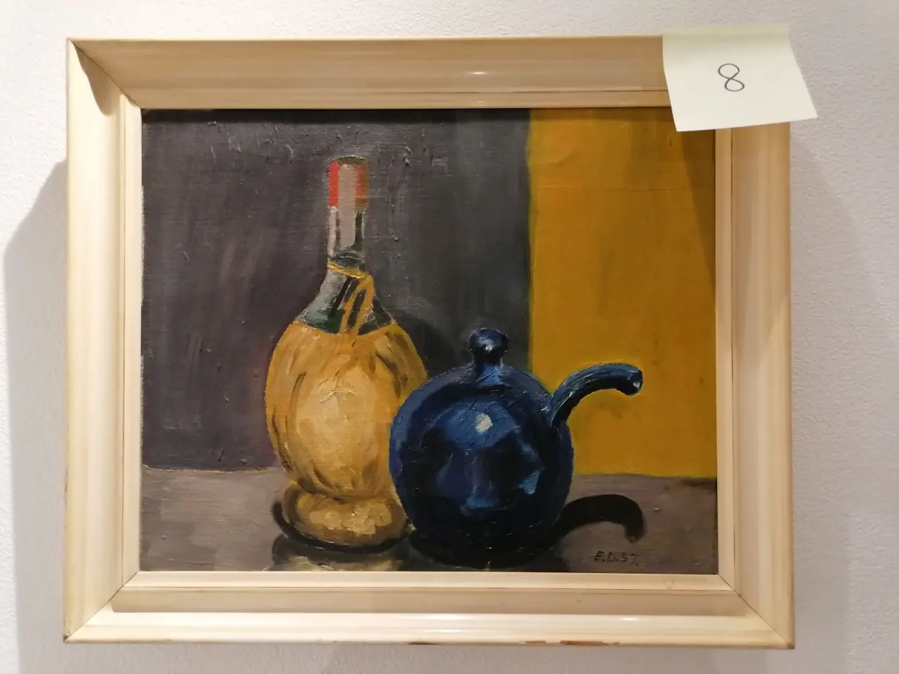 Billede 1 - Oliemaleri med vinflaske og kande