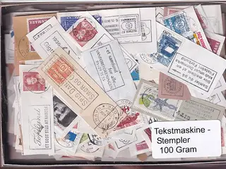 Danmark Tekstmaskinestempelafklip 100 gram.