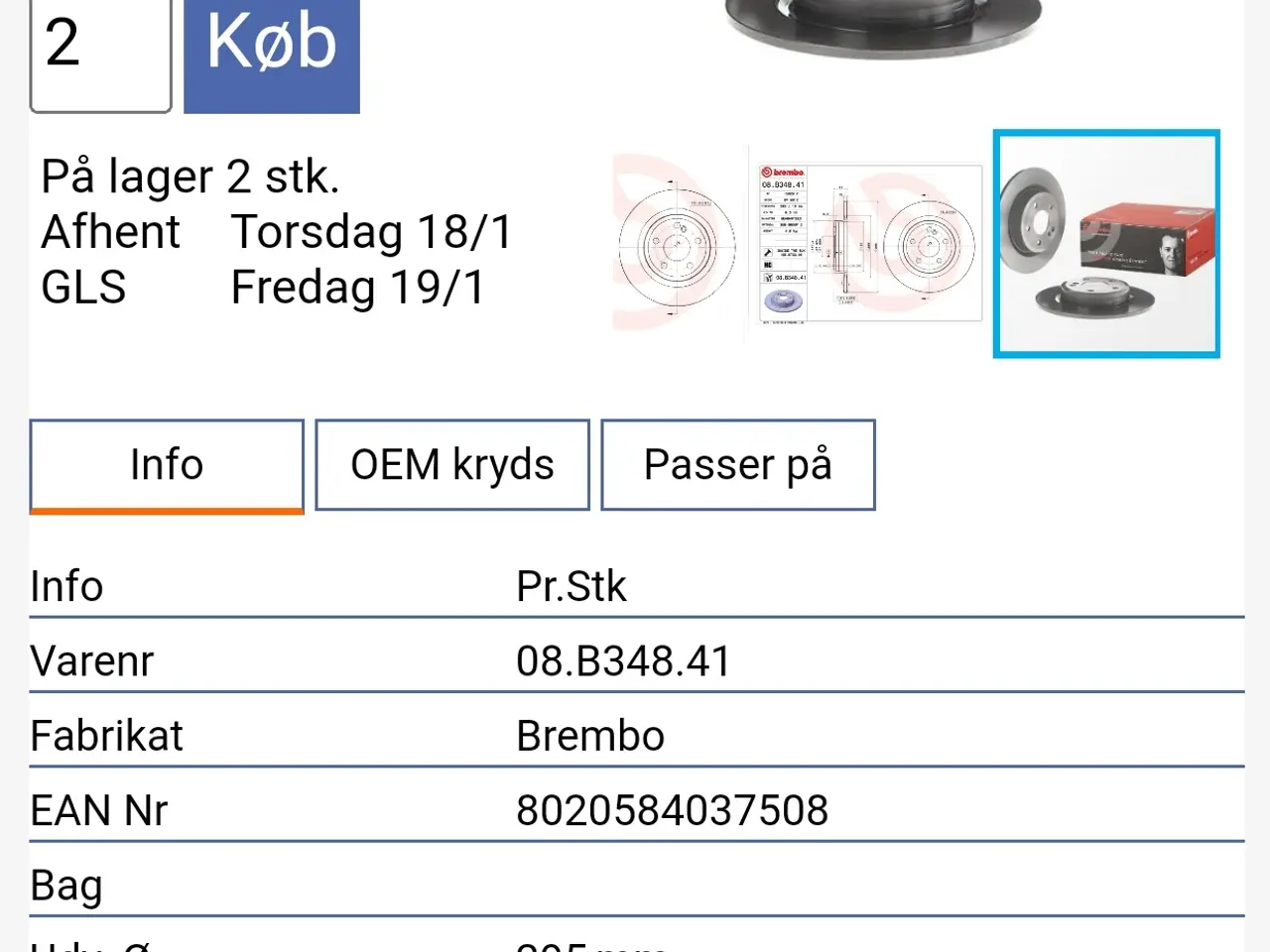 Billede 1 - Brembo Bremseskiver
