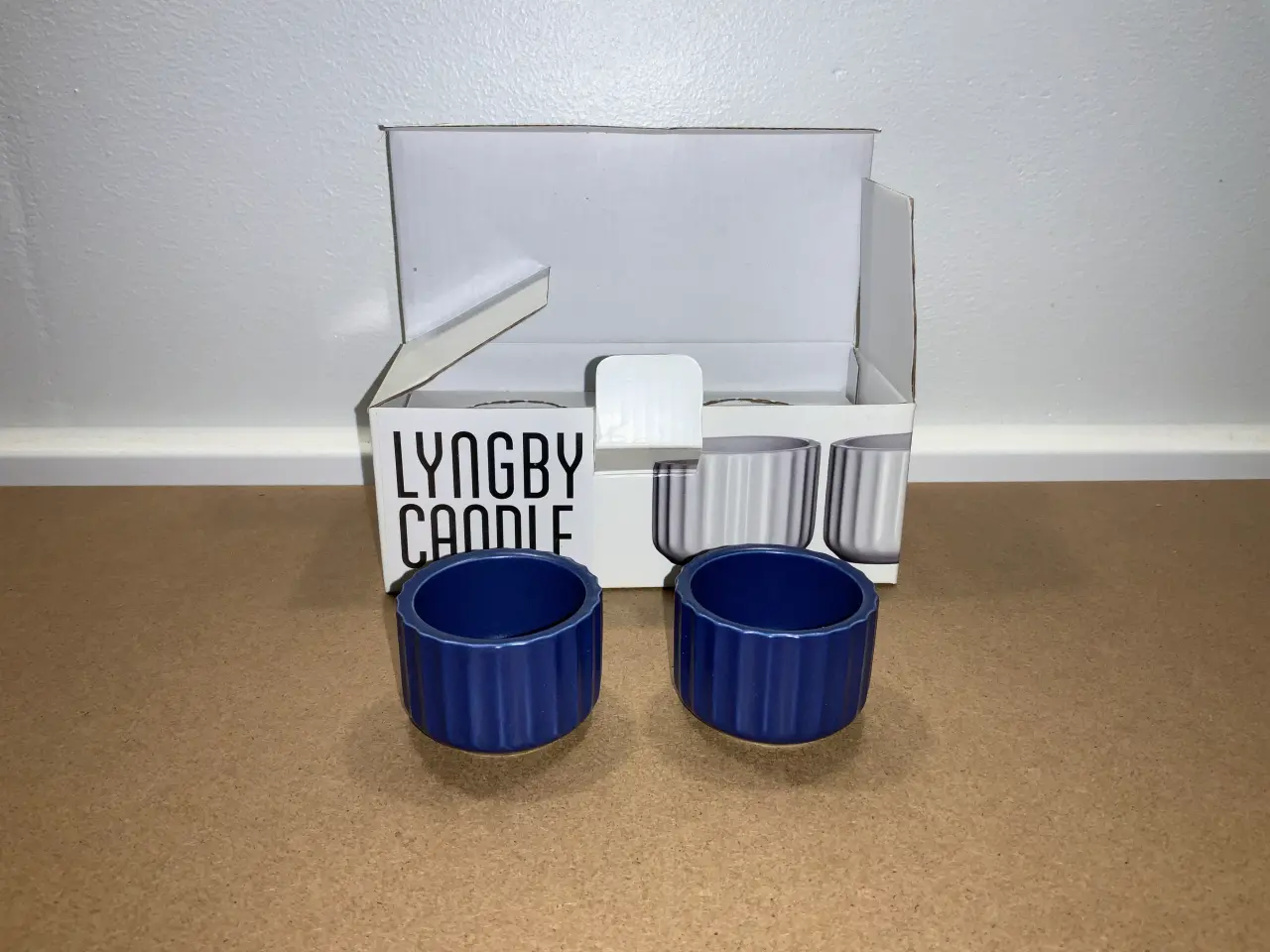 Billede 1 - Porcelæn Lyngby Lysestage 2 stk. 5 cm., Matt Blue