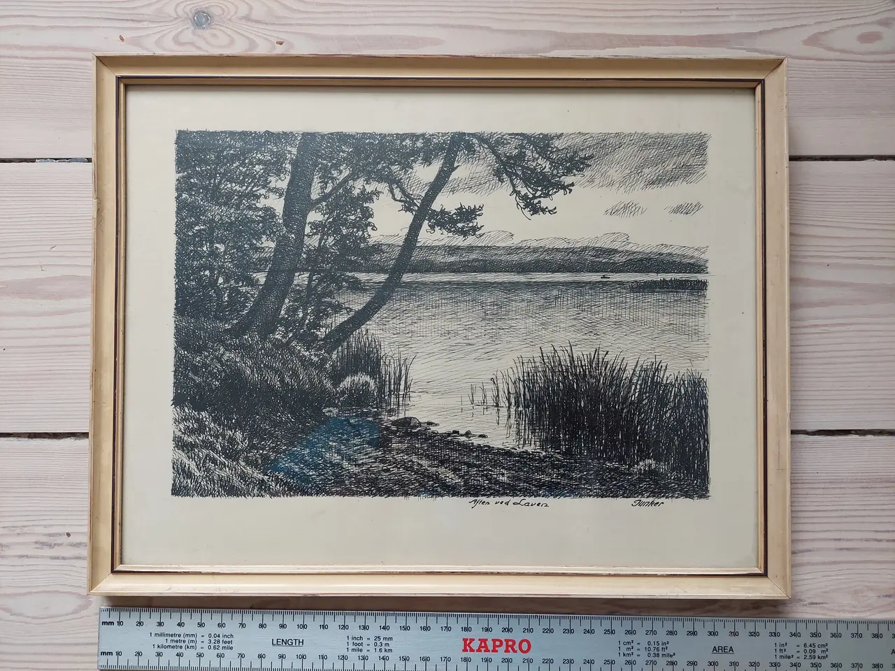 Billede 1 - Original tegning "Aften ved Laven" af Junker