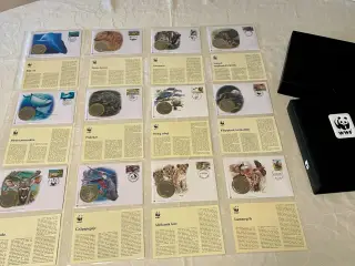 12 WWF møntbreve i samlemappe