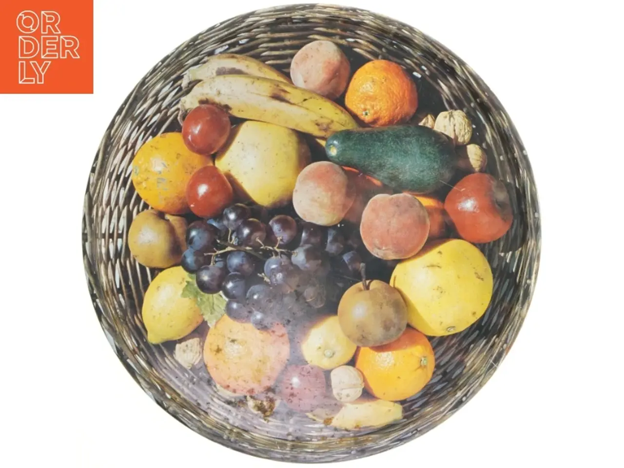Billede 1 - Dekorativt Vintage frugtmønster Bakke(str. Ø 40 cm)