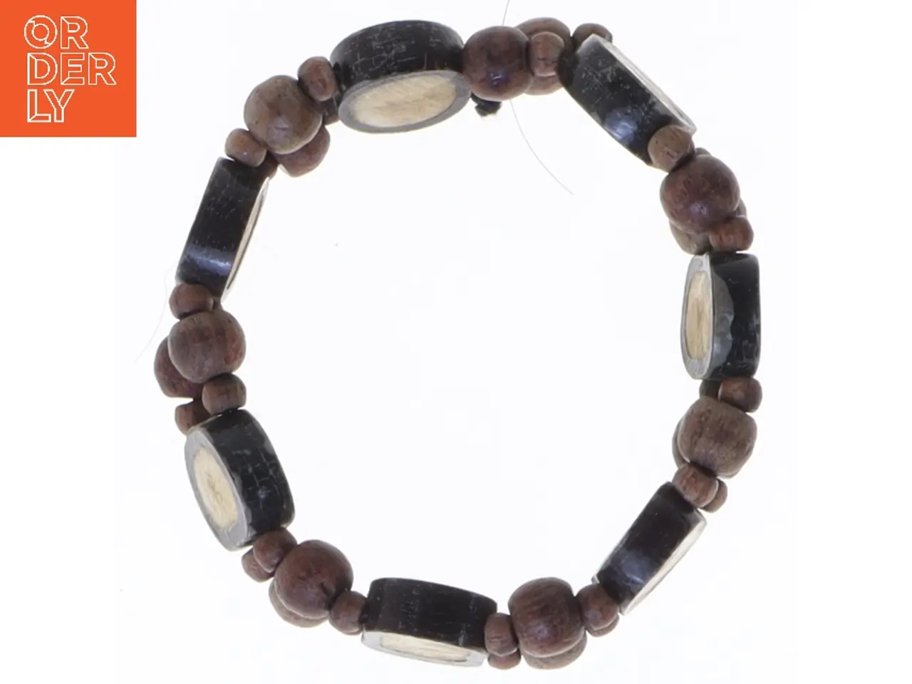 Billede 1 - Elastisk armbånd med træperler (str. Ø 7 cm)
