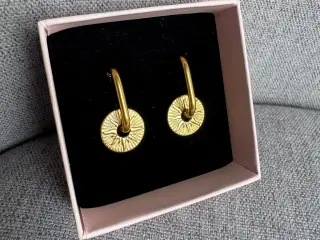 Coin øreringe i rustfrit stål med 18k guld belægni