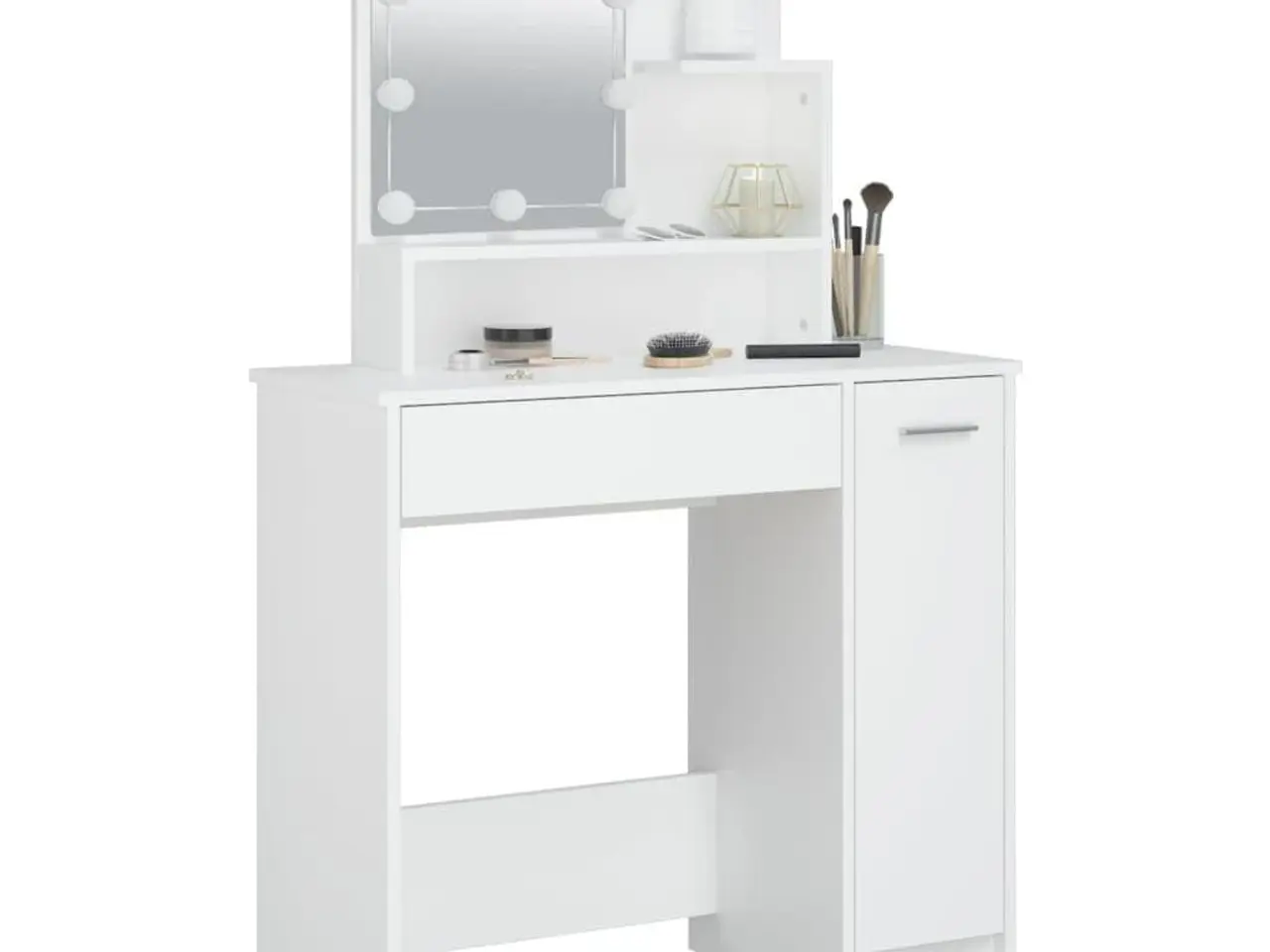 Billede 12 - Makeupbord med LED-lys 86,5x35x136 cm hvid