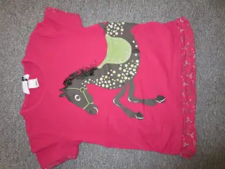 Smart pink T-shirt m/ hestemotiv str 104