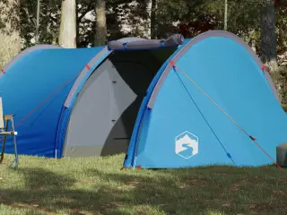 4-personers campingtelt vandafvisende blå
